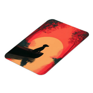 Minimalistische Sunset Black Labrador Dog Magneet