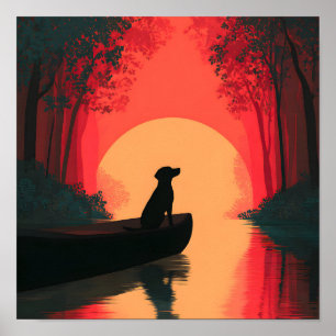 Minimalistische Sunset Black Labrador Dog Poster