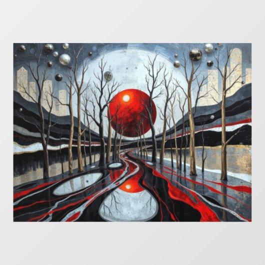 Minimalistische Sunset Landschapskunst Raamsticker (Vel)