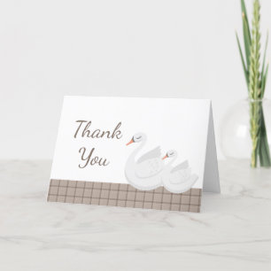 Minimalistische Swan Plaid Gingham Boy Baby shower Bedankkaart