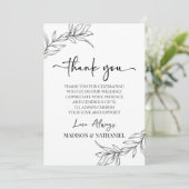 Minimalistische tak blad aangepaste Afbeelding bru Bedankkaart (Staand voorkant)