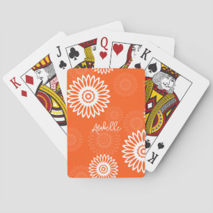 Minimalistische tangerine sinaasappel daisy floral pokerkaarten