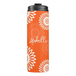 Minimalistische tangerine sinaasappel daisy floral thermosbeker