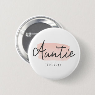 Minimalistische tante Baby Roze penseelstreek Nieu Ronde Button 5,7 Cm