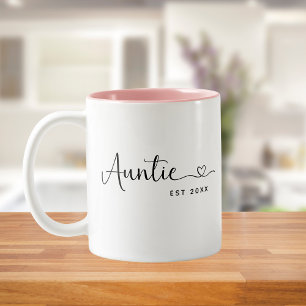 Minimalistische tante Elegante Script vastgelegd Tweekleurige Koffiemok
