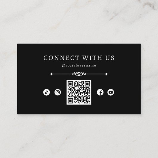 Minimalistische Tattoo artiest Social Media QR Cod Visitekaartje (Achterkant)