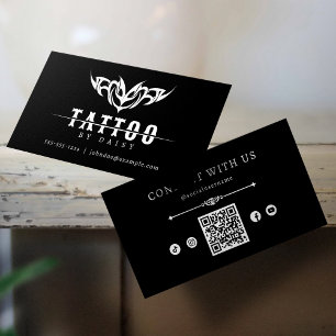 Minimalistische Tattoo Artiesten Social Media QR C Visitekaartje