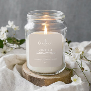 Minimalistische Taupe Custom Candle Label