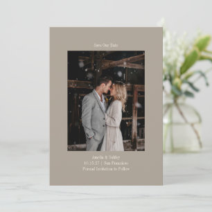 Minimalistische Taupe Elegant Wedding Custom Foto Save The Date