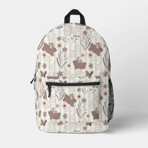 Minimalistische taupe en bruine konijn bedrukte rugzak