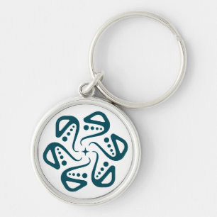Minimalistische Teal Octopus Tentakel Mandala Kuns Sleutelhanger