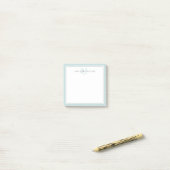 Minimalistische Teal Script Tweegrens Monogram Post-it® Notes (Op bureau)