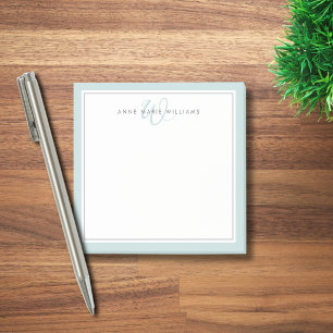 Minimalistische Teal Script Tweegrens Monogram Post-it® Notes