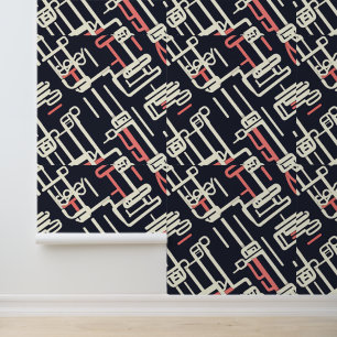 Minimalistische Tech Line-kunst in pasteltinten Behang