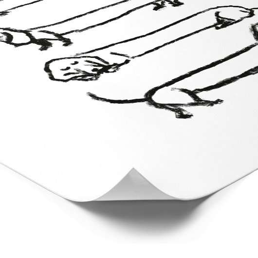 Minimalistische Teckel Schets Art Print (Hoek)