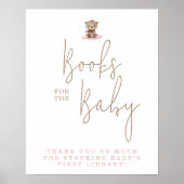 Minimalistische Teddy Bear Baby shower Books voor Poster (Voorkant)