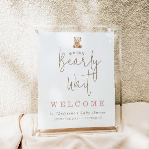 Minimalistische Teddybeer Baby Shower Welkom Poster