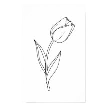 Minimalistische tekening van tulp in enkele lijn
