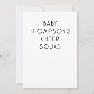 Minimalistische Tekst Baby Naam Cheer Team Kaart