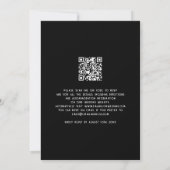 Minimalistische tekst QR Code Wit Zwart Bruiloft Kaart (Achterkant)