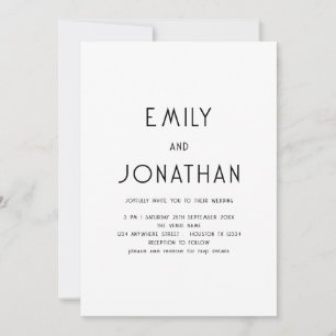 Minimalistische tekst QR Code Zwart Wit Bruiloft Kaart