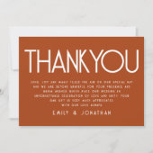 Minimalistische tekst Terracotta bruiloft dank u Kaart (Voorkant)