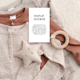 Minimalistische tekst Zwart Wit Baby Display Douch Informatiekaartje