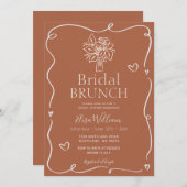 Minimalistische Terracotta Bloemen Boho Bruids Bru Kaart (Voorkant / Achterkant)