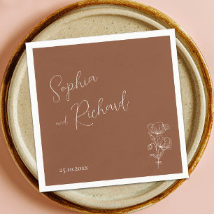 Minimalistische Terracotta Boho Botanicals bruilof Servet
