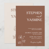 Minimalistische terracotta boho bruiloft uitnodigi kaart (Voorkant / Achterkant)