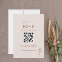 Minimalistische Terracotta Boho QR-code RSVP-kaart