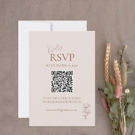 Minimalistische Terracotta Boho QR-code RSVP-kaart RSVP Kaartje