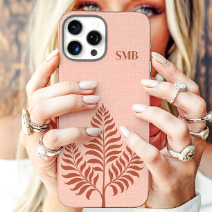 Minimalistische Terracotta Botanische Monogram iPhone 16 Pro Max Hoesje