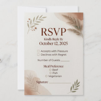 Minimalistische Terracotta Botanische RSVP Kaart S