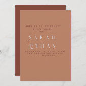 Minimalistische terracotta bruiloft uitnodiging (Voorkant / Achterkant)