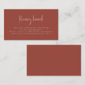 Minimalistische Terracotta Herstel Lunch Informatiekaartje (Voorkant / Achterkant)