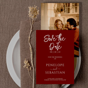 Minimalistische Terracotta Moderne Boho Foto Huwel Save The Date