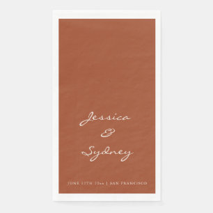 Minimalistische Terracotta Script Trouwkaart Maatw Servet