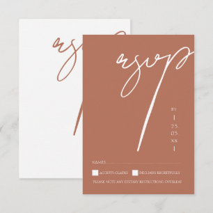 Minimalistische Terracotta Script Typografie Trouw RSVP Kaartje