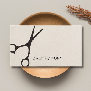 Minimalistische textuur beige zwarte schaar kapper visitekaartje