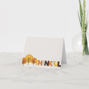 Minimalistische Thankful Duo Tone Geometric Trees Bedankkaart