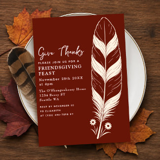 Minimalistische Thanksgiving-diner met veer Kaart