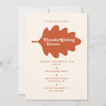 Minimalistische Thanksgiving-diner uitnodigingskaa
