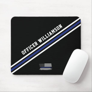 Minimalistische Thin Blue Line politieagent op maa Muismat