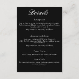 Minimalistische tijdloze zwart-wit informatiekaartje