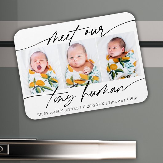 Minimalistische Tiny Human Newborn Baby 3 fotocoll Magneet