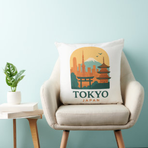 Minimalistische Tokyo Reis Worp Kussen – Modern