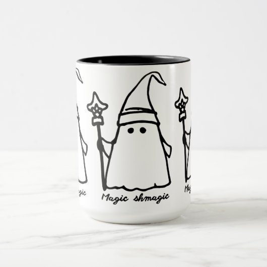 Minimalistische tovenaar Ghost Drawing Magic Sketc Mok (Midden)
