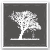 Minimalistische Tree Basket Disc Golf Sticker (Voorkant)