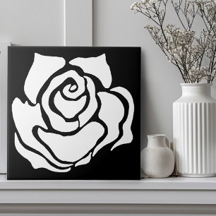 Minimalistische Tribale Roos Zwarte Abstracte Witt Tegeltje